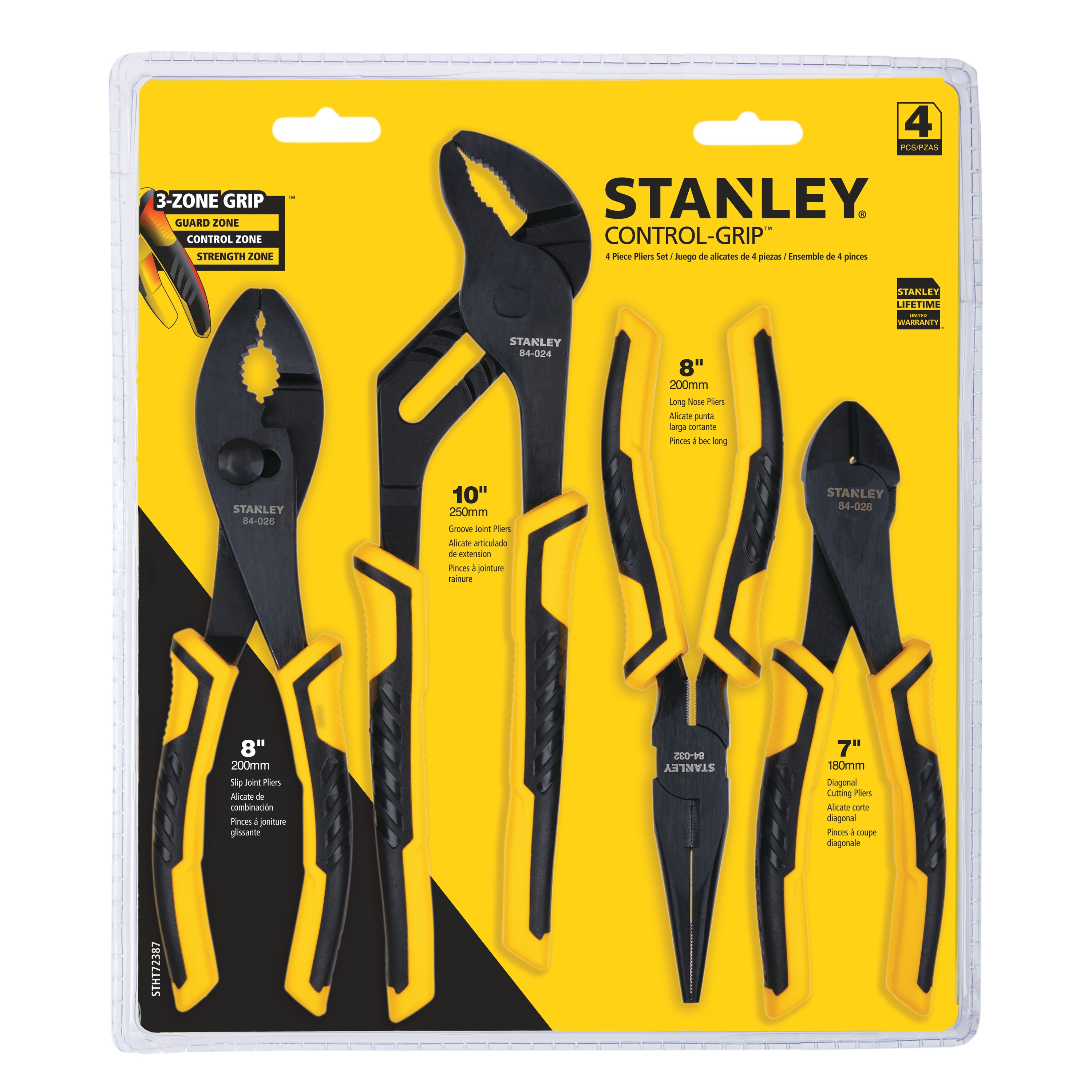 4 Pc Pliers Set Stht72387 Stanley Tools